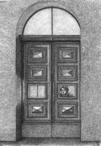 Drawing: House door